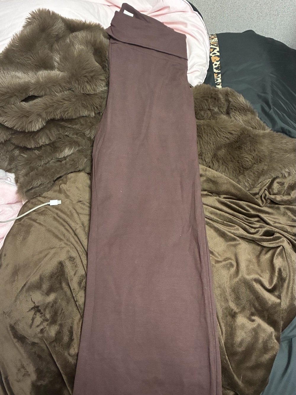 Women’s Brown Folded Flared Leggings